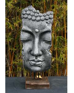 Buddha Face On Stand Black/Silver 70cm