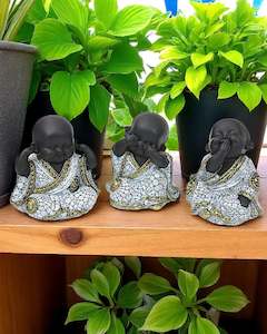 Wise Sitting Buddha Pebble deisgn ( set of 3 )