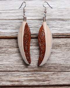 Bone Earrings: Bone Feather Earrings Brown