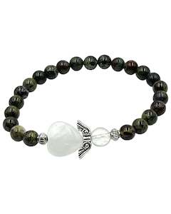 Crystal Jewellery: Dragon Blood Jasper Crystal Heart Guardian Angel Bracelet