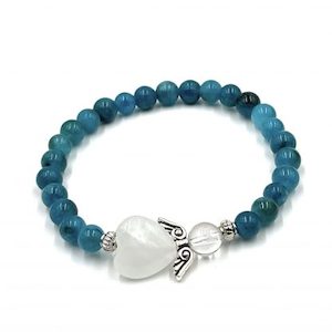 Chalcedony Crystal Heart Guardian Angel Bracelet