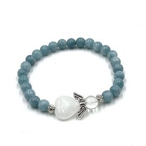 Crystal Jewellery: Aquamarine Crystal Heart Guardian Angel Bracelet