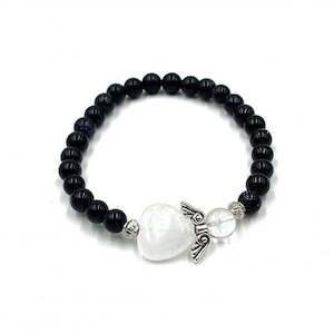 Crystal Jewellery: Blue Goldstone Crystal Heart Guardian Angel Bracelet