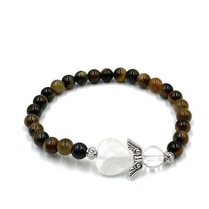 Tiger Eye Crystal Heart Guardian Angel Bracelet