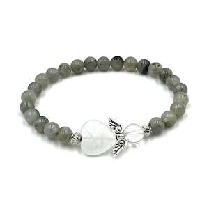Labradorite Crystal Heart Guardian Angel Bracelet