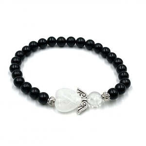 Crystal Jewellery: Onyx Crystal Heart Guardian Angel Bracelet