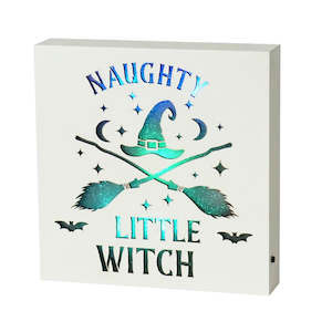 Naughty Witch Colour Changing LED Plaque NEW!