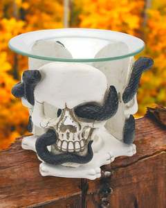 Skulls: Skull and Serpent Resin Oil & Wax Burner with Glass Dish