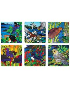 Placemats Coasters: NZ Birds Coasters set 6 - Jo May