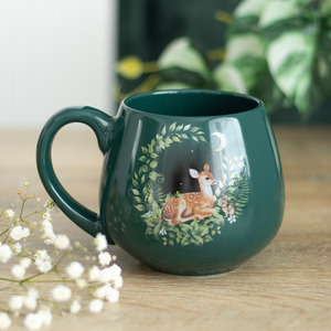 Cups Mugs Teapots: Green Fawn rounded mug