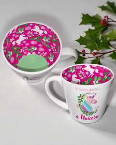 Cups Mugs Teapots: Unicorn Christmas - Inside Out Mug