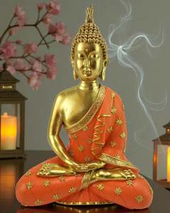 Buddha: Buddha Figurine Gold and Saffron