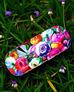 Glasses Cases: Fantail Birds on flowers Glasses Case