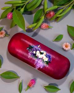 Glasses Cases: Double Kingfisher Birds & Flowers Glasses Case