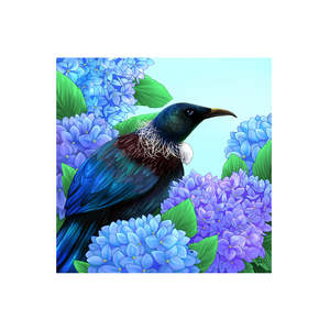 Sophie Blokker: Peeping Tui in Hydrangea Ceramic 3D Tile - Sophie Blokker