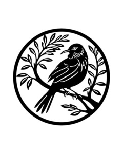 Tui On Branch Wall Art - Round