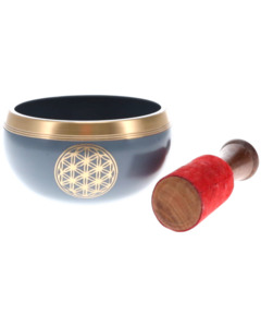 SINGING BOWL - Flower of Life Grey 10cm