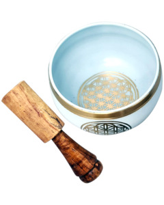 SINGING BOWL - Flower of Life White 8 cm