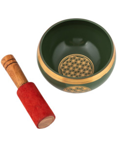 SINGING BOWL - Flower of Life Green 10cm