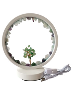 Crystal Lamps: Fluorite LED USB Lamp with Gemstone Tree