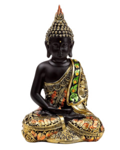 Buddha: Black & Orange Gold Thai Buddha Contemplation
