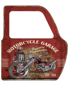 Wall Art: Sign Car Door - Motorcycle Garage. With Mirror