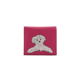 Wallets: Coco Pup Small Leather Purse - Pink