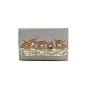 Wallets: Bella Family Large Tri Fold Leather Purse - Grey