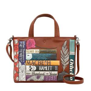 Shakespeare Bookworm Leather Grab Bag - Brown