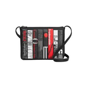 Horror Bookworm Leather Crossbody Bag - Black