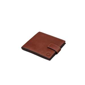 Two Fold Brown Men's Leather Wallet With Tab