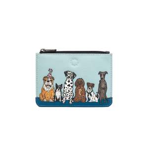 Party Dogs Card & Coin Leather Purse - Blue and Black