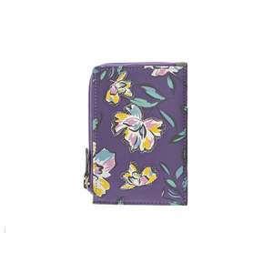 Card Coin Holder: Zinnia Card & Coin Leather Holder - Purple/Grey