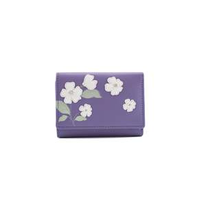 Oxford Leather Purse: Sakura Small Tri-Fold Leather Purse - Purple