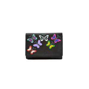 Oxford Leather Purse: Juno Tri-Fold Midi Leather Purse - Black