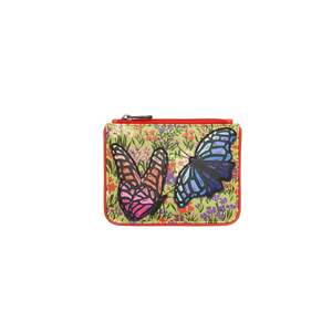 Oxford Leather Purse: Beautiful Butterflies Leather Purse - Red