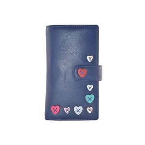 Matinee Leather Wallets: Lucy Tab Style Leather Purse - Blue