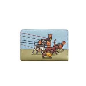 Tri Fold Leather Wallets: Dog Walker Oxford Leather Purse - Black