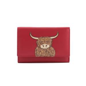 Tri Fold Leather Wallets: Bella Tri-Fold Leather Purse - Red