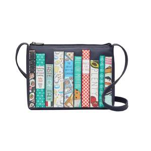 Hand Bags: Cookbook Bookworm Leather Crossbody Bag - Navy