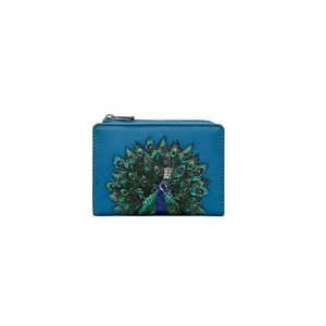 Oxford Leather Purse: Peacock Plume Leather Purse - Blue