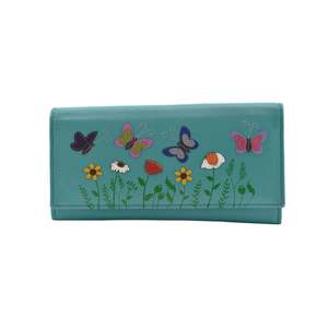 Matinee Leather Wallets: Sophia Matinee Leather Wallet - Turquoise