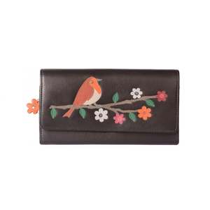 Wallets: Robin Flap Over Leather Purse - Black