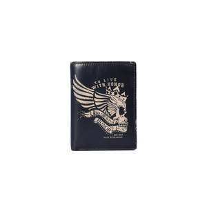 Men's Printed Compact Leather Wallet - Skull