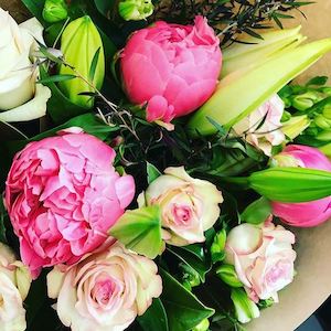 New Baby Gifts: Peonies, Roses and Oriental Lily Bouquet