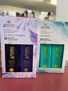 Bundle Deals: Angel Professional No Yellow plus Duel Repair Shampoo & Conditioner duo sets both packs 250ml