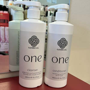 Clever Curl: Clever Curl ONE Cleanser & Conditioner duo both 450ml with pumps