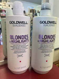 Litres: Goldwell Dualsenses 1LITRE Blondes & Highlights SHAMPOO & CONDITIONER DUO + PUMPS