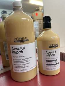 Litres: Loreal SERIE EXPERT Absolut Repair shampoo 1500ml & conditioner 750ml LARGE duo