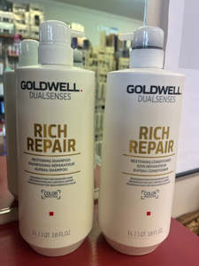 Litres: Goldwell Dualsenses 1LITRE Rich Repair Restoring SHAMPOO & CONDITIONER DUO + PUMPS
